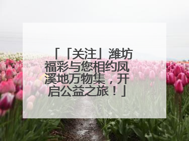 「关注」潍坊福彩与您相约凤溪地万物集，开启公益之旅！