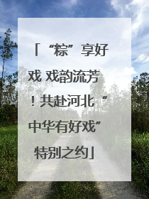 “粽”享好戏 戏韵流芳！共赴河北“中华有好戏”特别之约