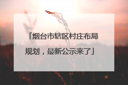 烟台市辖区村庄布局规划，最新公示来了