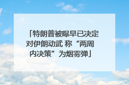 特朗普被曝早已决定对伊朗动武 称“两周内决策”为烟雾弹