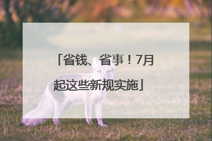 省钱、省事！7月起这些新规实施