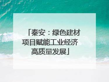 秦安：绿色建材项目赋能工业经济高质量发展