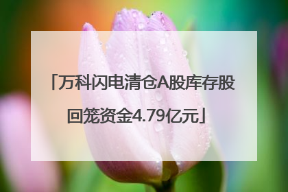 万科闪电清仓A股库存股 回笼资金4.79亿元