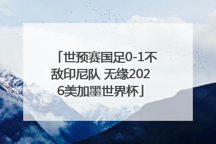 世预赛国足0-1不敌印尼队 无缘2026美加墨世界杯
