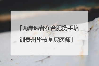 两岸医者在合肥携手培训贵州毕节基层医师