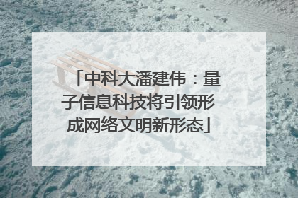 中科大潘建伟：量子信息科技将引领形成网络文明新形态