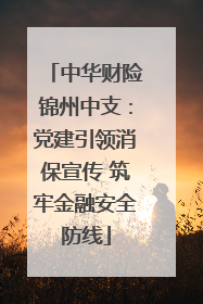 中华财险锦州中支：党建引领消保宣传 筑牢金融安全防线