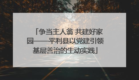 争当主人翁 共建好家园——平利县以党建引领基层善治的生动实践