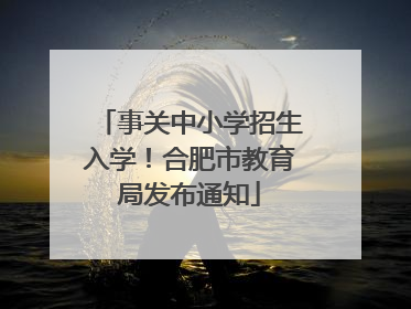 事关中小学招生入学！合肥市教育局发布通知