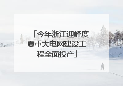 今年浙江迎峰度夏重大电网建设工程全面投产