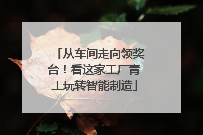 从车间走向领奖台！看这家工厂青工玩转智能制造