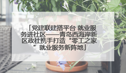 党建联建搭平台 就业服务进社区——青岛西海岸新区政社携手打造“零工之家”就业服务新阵地