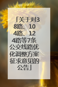 关于对38路、104路、124路等7条公交线路优化调整方案征求意见的公告