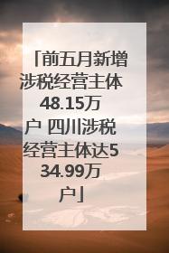 前五月新增涉税经营主体48.15万户 四川涉税经营主体达534.99万户