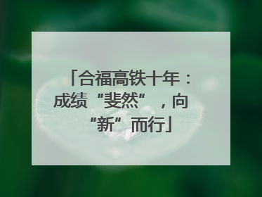 合福高铁十年：成绩“斐然”，向“新”而行