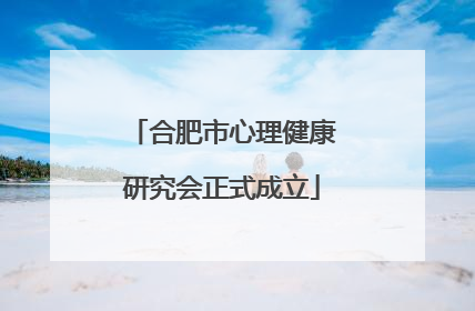 合肥市心理健康研究会正式成立