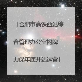 合肥市高铁西站综合管理办公室揭牌 力保年底开站运营