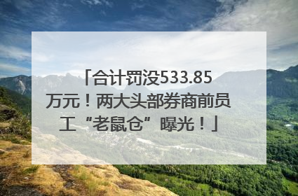 合计罚没533.85万元！两大头部券商前员工“老鼠仓”曝光！