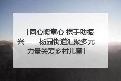 同心暖童心 携手助振兴——杨园街道汇聚多元力量关爱乡村儿童