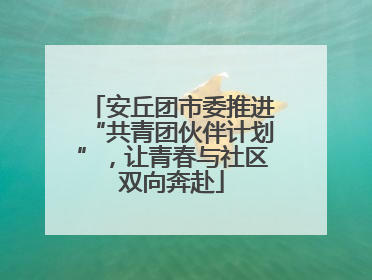 安丘团市委推进“共青团伙伴计划”，让青春与社区双向奔赴