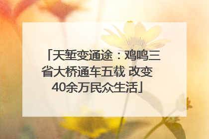 天堑变通途：鸡鸣三省大桥通车五载 改变40余万民众生活
