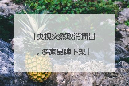 央视突然取消播出，多家品牌下架