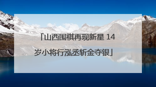 山西围棋再现新星 14岁小将行泓丞斩金夺银