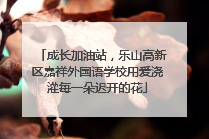 成长加油站，乐山高新区嘉祥外国语学校用爱浇灌每一朵迟开的花