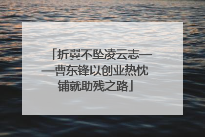 折翼不坠凌云志——曹东锋以创业热忱铺就助残之路
