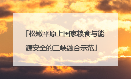 松嫩平原上国家粮食与能源安全的三峡融合示范