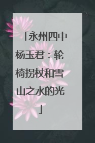 永州四中杨玉君：轮椅拐杖和雪山之水的光