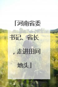 河南省委书记、省长，走进田间地头
