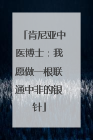 肯尼亚中医博士：我愿做一根联通中非的银针