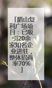 腊山复利广场项目：已吸引20余家知名企业进驻，整体招商率70%