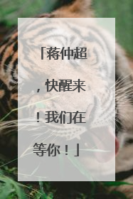 蒋仲超，快醒来！我们在等你！