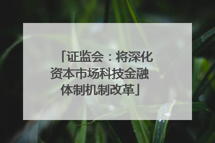 证监会：将深化资本市场科技金融体制机制改革