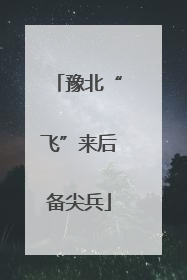 豫北“飞”来后备尖兵
