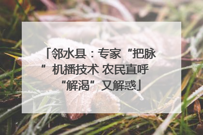 邻水县：专家“把脉”机播技术 农民直呼“解渴”又解惑
