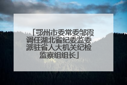鄂州市委常委邹霞调任湖北省纪委监委派驻省人大机关纪检监察组组长