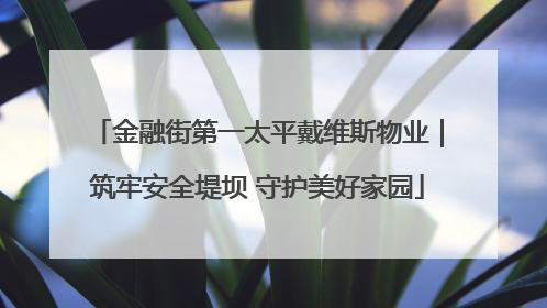 金融街第一太平戴维斯物业｜筑牢安全堤坝 守护美好家园