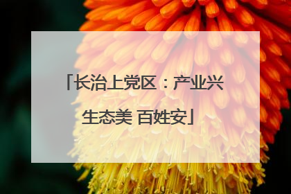 长治上党区：产业兴 生态美 百姓安