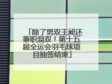 除了男双王昶还兼职混双！第十五届全运会羽毛球项目抽签结束