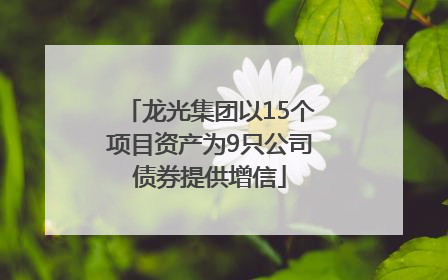 龙光集团以15个项目资产为9只公司债券提供增信