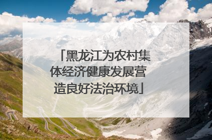 黑龙江为农村集体经济健康发展营造良好法治环境