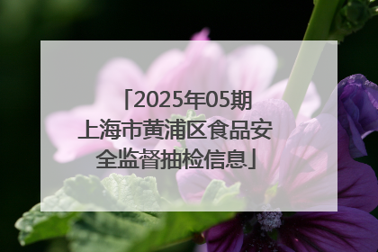 2025年05期上海市黄浦区食品安全监督抽检信息