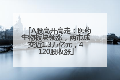 A股高开高走：医药生物板块领涨，两市成交近1.3万亿元，4120股收涨